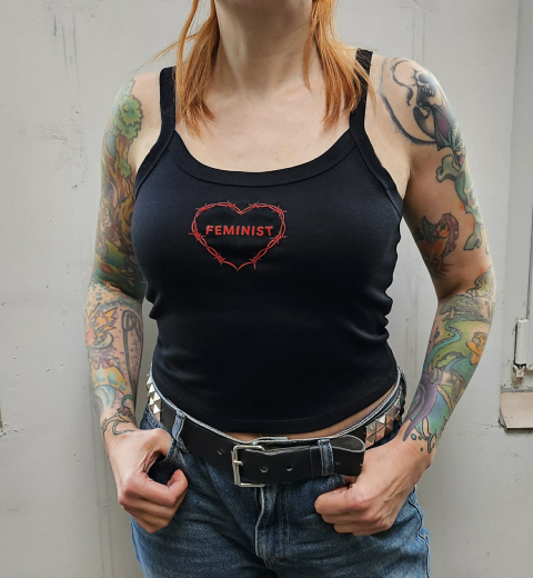 Feminist Trägertop Schwarz