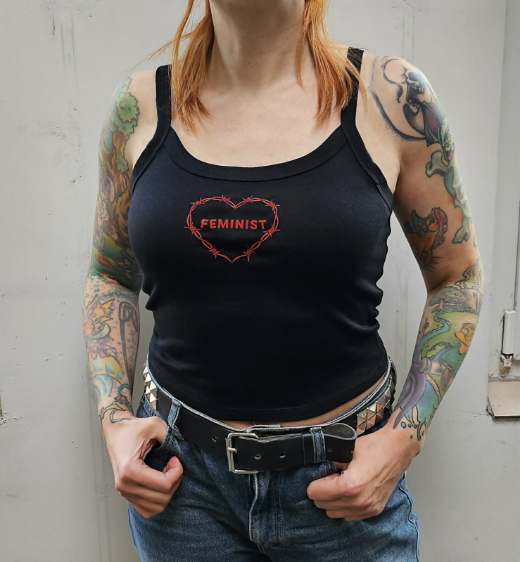 Feminist Trägertop Schwarz